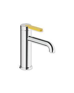 Robinet de lavabo Hewi AQ477 AQ1.12M1134018 sans bonde, chromé, poignée jaune moutarde