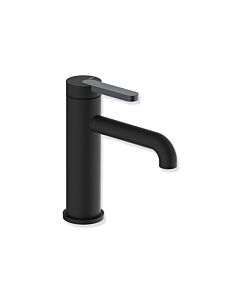 Hewi AQ477 single-lever basin mixer tap AQ1.12M1136092 without waste fitting, powder-coated, deep matte black, colored handle anthracite grey