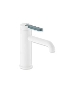 Hewi AQ477 Waschtischarmatur AQ1.12M1146055 ohne Ablaufgarnitur, pulverbeschichtet Weiß tiefmatt, Griff aquablau