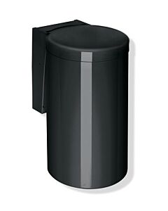 Hewi 477 waste bin 477.05.30090 deep black, with hinged lid, knee operated