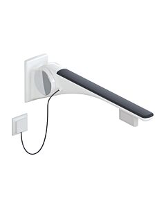 Hewi 802 Bras porteur LifeSystem 802.50.43460GU 750, blanc brillant/anthracite mat, commande affleurante, touche de fonction, droite