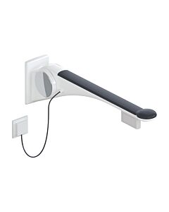 Hewi 802 LifeSystem support rail 802.50.47460GU 750 mm, white high gloss/anthracite matt, function button on the right