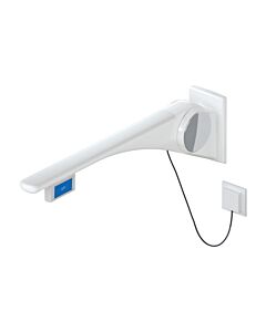 Hewi 802 LifeSystem Stützklappgriff 802.50.42860SD 900, weiß hochglanz/weiß matt, Spülauslösung, rechts