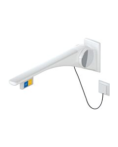 Hewi 802 LifeSystem Stützklappgriff 802.50.43360SD 700, weiß hochglanz/weiß matt, Spülauslösung, Funktionstaste, rechts