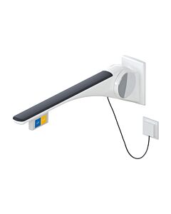 Hewi 802 LifeSystem support rail 802.50.43660GU 900, white high gloss/anthracite matt, flush actuation, function button, right