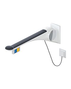 Hewi 802 LifeSystem support rail 802.50.45660GU 900 mm, white high gloss/anthracite matt, flush actuation, function button on the left