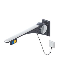 Hewi 802 LifeSystem Stützklappgriff 802.50.43660TB 900, anthrazit hochglanz/weiß matt, Spülauslösung, Funktionstaste, rechts