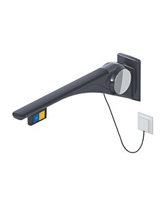 Hewi 802 LifeSystem folding support rail 802.50.43360DR 700, anthracite high-gloss/anthracite matt, flush actuation, function button, right