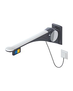 Hewi 802 LifeSystem Stützklappgriff 802.50.45660TB 900 mm, anthrazit hochglanz/weiß matt, Spülauslösung, Funktionstaste links