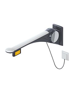 Hewi 802 LifeSystem barre d&#39;appui rabattable 802.50.47660TB 900 mm, anthracite brillant/ blanc mat, touche de fonction à droite