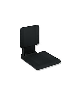Hewi System 900 hanging seat 900.51.11260CV 450 x 533 x 650 mm, stainless steel powder-coated black matt, matt black plastic