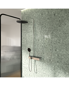 Ideal Standard Solos shower system A7880AA with exposed Ceratherm Navigo® shower thermostat with shelf, 3-function hand shower, chrome