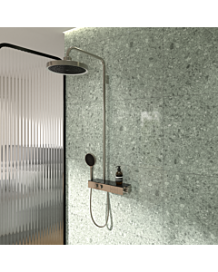 Ideal Standard Solos Duschsystem A7883GN mit Aufputz-Brausethermostat Ceratherm Navigo® mit Ablage, Kopfbrause mit LED-Leuchtring, 3-Funktions-Hand- & Kopfbraus, Silver Storm