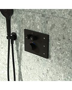 Ideal Standard Ceratherm concealed thermostatic mixer with Navigo® A7894XG shower selector in Silk Black; suitable for Solos shower heads with remote control