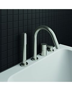 Ideal Standard Joy Waschtisch-4-Loch-Armatur BC789GN für Wannenrandmontage, mit Auslauf, Silver Storm