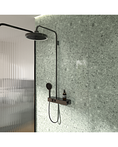 Ideal Standard Solos Duschsystem A7883A5 mit Aufputz-Brausethermostat Ceratherm Navigo® mit Ablage, Kopfbrause mit LED-Leuchtring, 3-Funktions-Hand- & Kopfbraus, Magnetic Grey