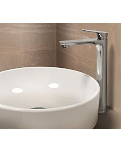 Mitigeur de lavabo Ideal Standard Ceralife O BE013AA, saillie de 135 mm, base allongée, Blue Start, robinet à ouverture par pression, chromé