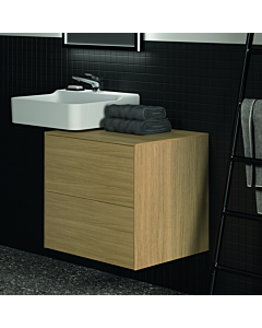Meuble sous-vasque Ideal Standard T4321Y6 sans découpe, 2 tiroirs, 60x50,5x55 cm, placage Eiche hell