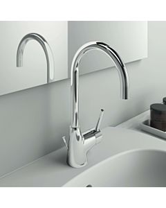 Ideal Standard Ceraline mitigeur lavabo BC195AA avec bec haut, chromé, bec tubulaire orientable
