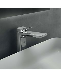 Ideal Standard Conca mitigeur lavabo BC758AA avec base allongée, sans mitigeur lavabo vidage, saillie 150 mm, chromé