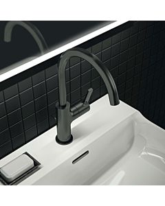 Ideal Standard Joy Waschtischarmatur BC777A5 hoher Auslauf, schwenkbar, mit Ablaufgarnitur, Ausladung 169mm, Magnetic Grey