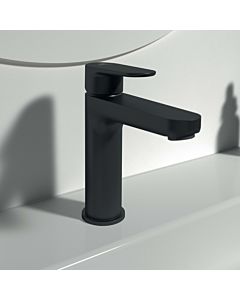 Ideal Standard Cerafine O mitigeur lavabo BD131XG Silk noir/noir mat, saillie 125 mm, avec ouverture par pression garniture de vidange