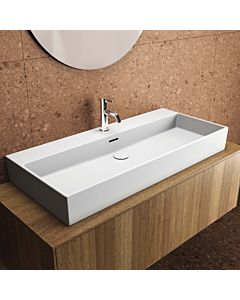 vasque supplémentaire Ideal Standard T3905V1 avec trou pour robinetterie, avec trop-plein, meulé, 1000 x 450 x 150 mm, blanc soie