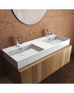 Ideal Standard Extra Doppel-Waschtisch T391301 120x45x15cm, mit Überlauf, geschliffen, 1 Hahnloch, weiß