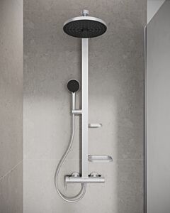 Ideal Standard Alu+ shower system BD584SI with shower mixer, FirmaFlow cartridge, 2 Ablagen , silver