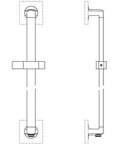 Ideal Standard Archimodule rail A1527AA 600 mm, with integrated wall connection elbow, chrome-plated