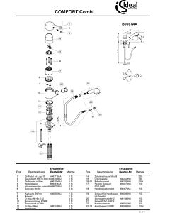 Ideal Standard Griffhebel mit ISI-Logo, Chrom A963719AA