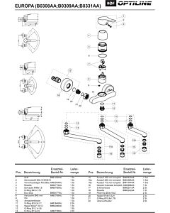 Ideal Standard outlet, G3 / 4, 110mm, B961054AA cpl. for B0106, chrome