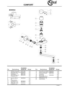 Ideal Standard Rohrauslauf, G3/4, 200mm, B964585AA kpl. zu B0106, Chrom