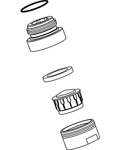 Ideal Standard adapter, M21.5x1, M16.5x1, B960819AA Cache M16.5x1, chrome