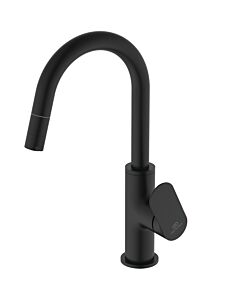 Mitigeur lavabo Ideal Standard Ceralife O H200 BE018XG, profondeur 150 mm, avec douchette amovible, vanne à ouverture par simple pression, noir soyeux