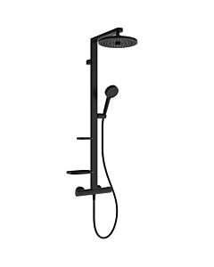 Système de douche Ideal Standard Alu+ Eco BE211XG avec mitigeur thermostatique, 2 étagères, pommeau de douche rond, noir soyeux