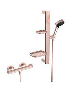 Combinaison de douche Ideal Standard Alu+ Ceratherm BE227RO avec thermostat, barre de douche de 60 cm, douchette 2F, 8 l, rose