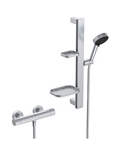 Combinaison de douche Ideal Standard Alu+ Ceratherm BE227SI avec thermostat, barre de douche de 60 cm, 2 douchettes, 8 l, argent