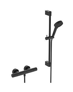 Ideal Standard Ceratherm T 25N shower combination A8536XG with shower thermostat, shower rail 60cm, 2-function hand shower, 8l, silk black