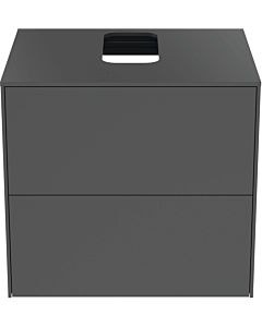 Ideal Standard Conca vanity unit T3940Y2 with cutout, 2 pull-outs, 60x50.5x55 cm, center, anthracite matt lacquered