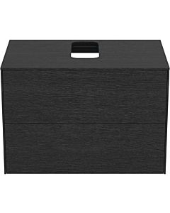 Ideal Standard Conca Waschtisch-Unterschrank T3941Y4 mit Ausschnitt, 2 Auszüge, 80x50,5x55 cm, mittig, Eiche geflammt Furnier