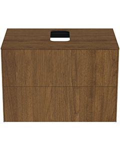 Ideal Standard Conca Waschtisch-Unterschrank T3941Y5 mit Ausschnitt, 2 Auszüge, 80x50,5x55 cm, mittig, Walnuss dunkel Furnier