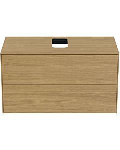 Ideal Standard Conca Waschtisch-Unterschrank T3942Y6 mit Ausschnitt, 2 Auszüge, 100x50,5x55 cm, mittig, Eiche hell Furnier