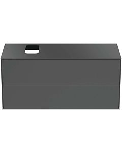Ideal Standard Conca Waschtisch-Unterschrank T3944Y2 mit Ausschnitt, 2 Auszüge, 120x50,5x55 cm, rechts/links, Anthrazit matt lackiert