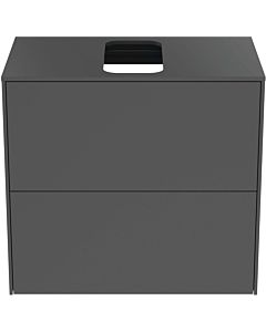 Ideal Standard vasque Conca T3946Y2 avec découpe, 2 tiroirs, 60x37x55 cm, centre, laqué anthracite mat