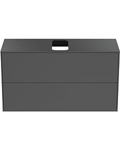 Ideal Standard vasque Conca T3948Y2 avec découpe, 2 tiroirs, 100x37x55 cm, centre, laqué anthracite mat