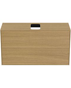 Ideal Standard vasque Conca T3948Y6 avec découpe, 2 tiroirs, 100x37x55 cm, centre, placage Eiche hell
