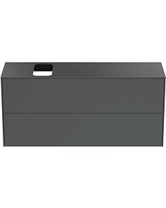 Ideal Standard vasque Conca T3950Y2 avec découpe, 2 tiroirs, 120x37x55 cm, droite / gauche, laqué anthracite mat