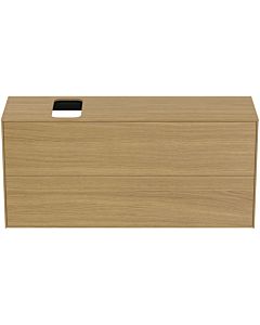 Ideal Standard Conca Waschtisch-Unterschrank T3950Y6 mit Ausschnitt, 2 Auszüge, 120x37x55 cm, rechts/links, Eiche hell Furnier