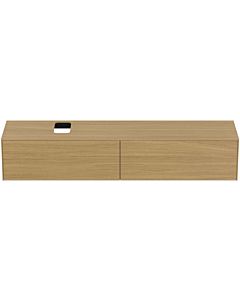 Ideal Standard Conca vanity unit T3986Y6 with cut-out, 2 pull-outs, 200x50.5x37 cm, Eiche hell veneer